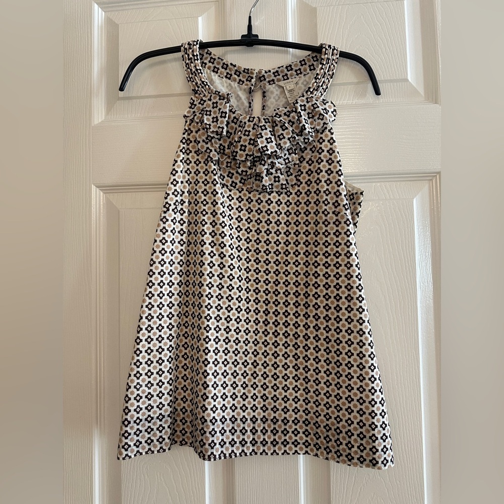 J.Crew 100% Cotton Lined Sleeveless Blouse – Size 2, Brown & Khaki Design